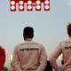 Sebastian Vettel (left), Lewis Hamilton (center), and Nico Rosberg (right) at the 2016 Bahrain Grand Prix.